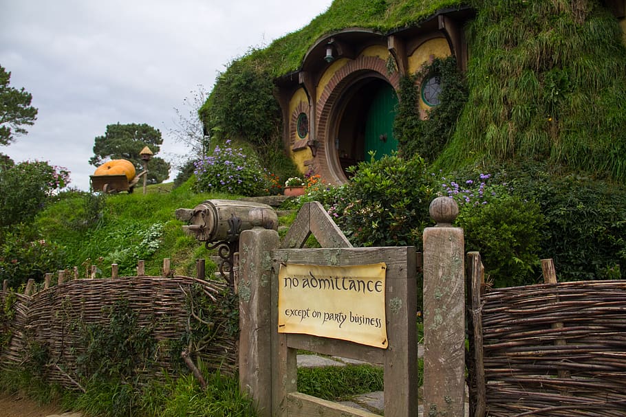 hobbit, hobbiton, trees, nature, forest, fence, flowers, plant HD wallpaper