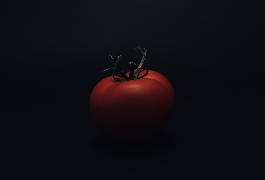 red tomato with black background, plant, food, vegetable, fruit HD wallpaper