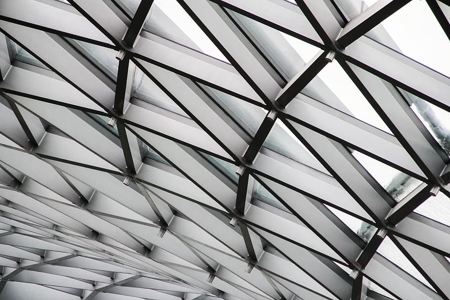 building, window, skylight, white tones, geometric, modern HD wallpaper