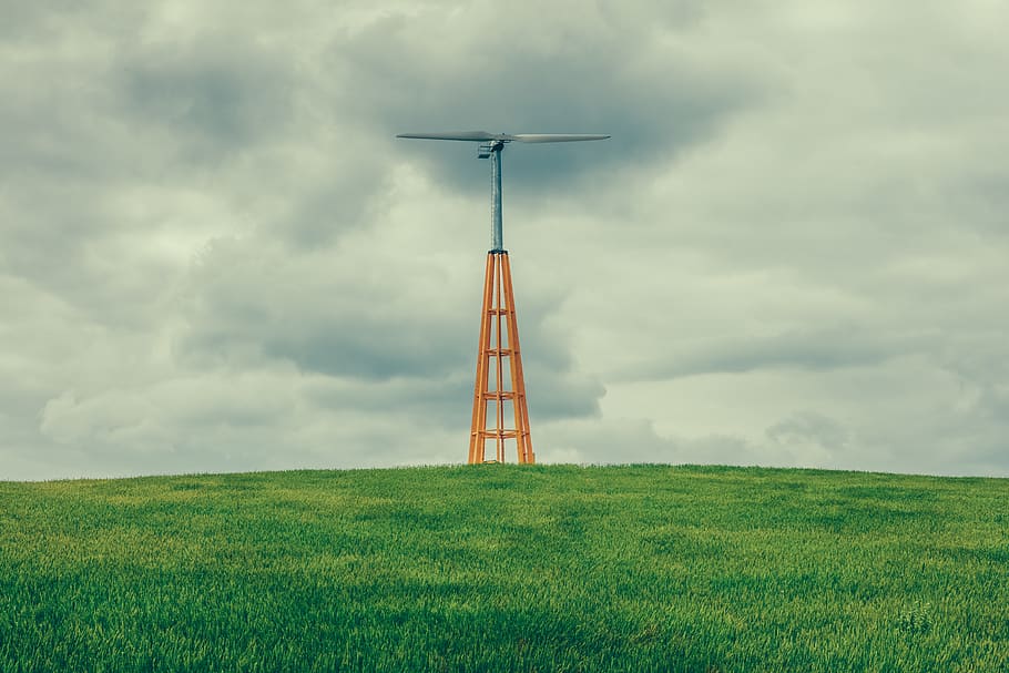 meadow, windmill, cloudy, organic, farming, sweden, eastcoast HD wallpaper