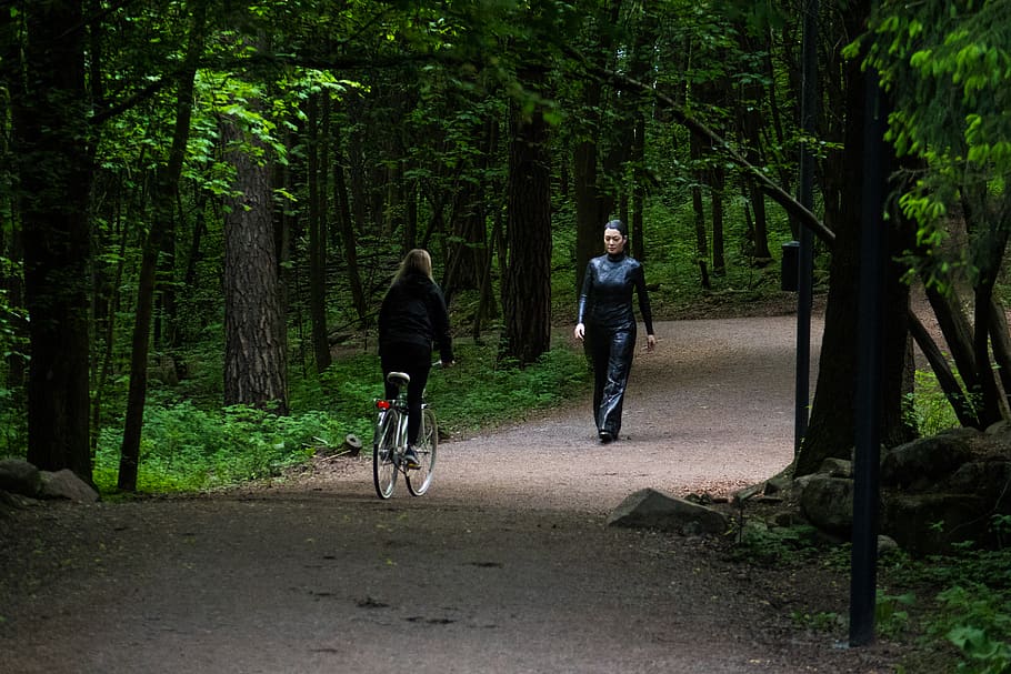 norway, oslo, ekeberg, park, statue, bicycle, bike, art, forrest HD wallpaper