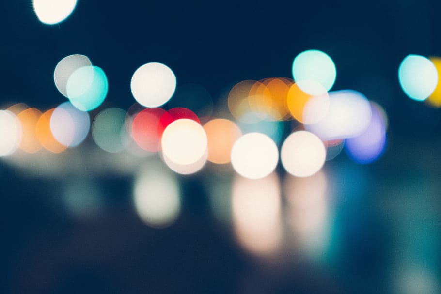 Night Bokeh, various, defocused, illuminated, city, street, light - natural phenomenon HD wallpaper