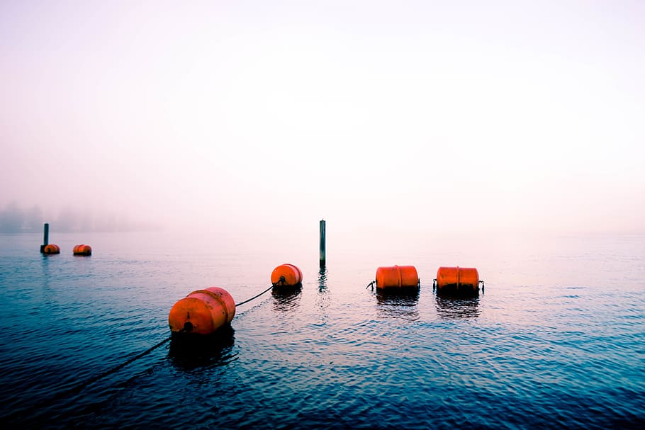 fog, ocean, moody, water, sea, sky, scenics - nature, sunset HD wallpaper
