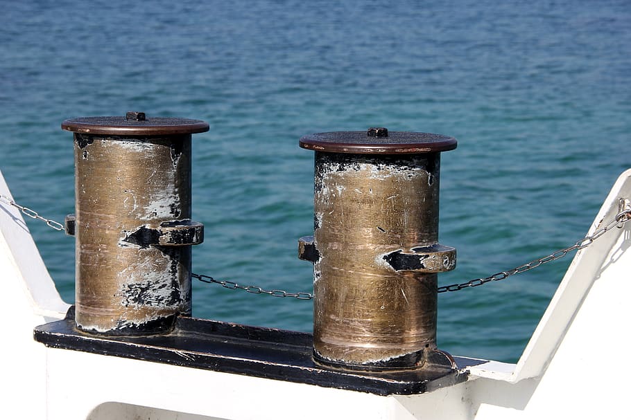 bollard, ship, ship deck, water, maritime, boat, rope, dew HD wallpaper