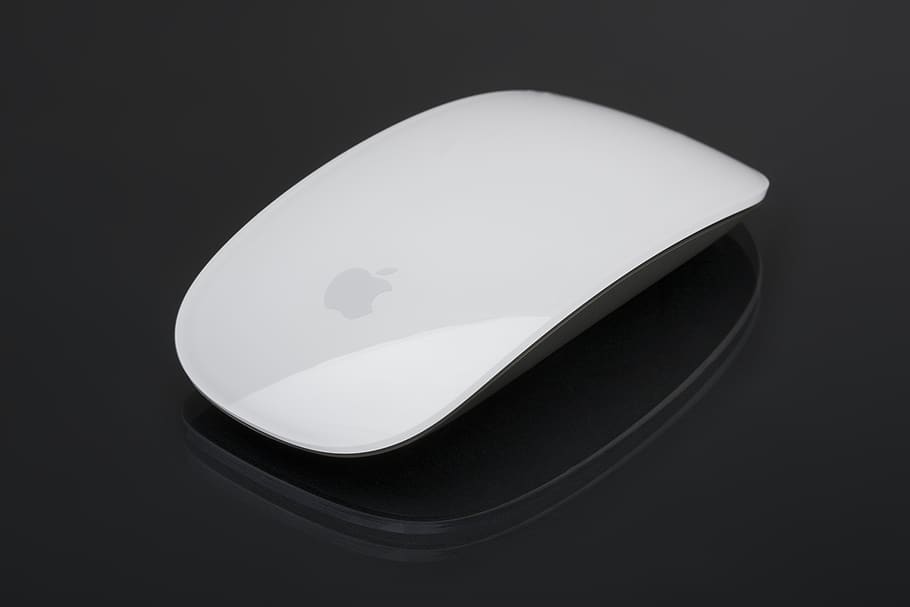 apple, mouse, hardware, technology, black background, studio shot HD wallpaper
