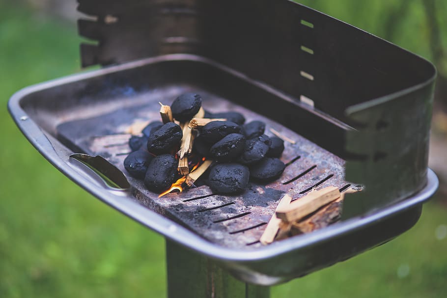 Briquette, barbecue, bbq, container, dinner, fire, flame, food