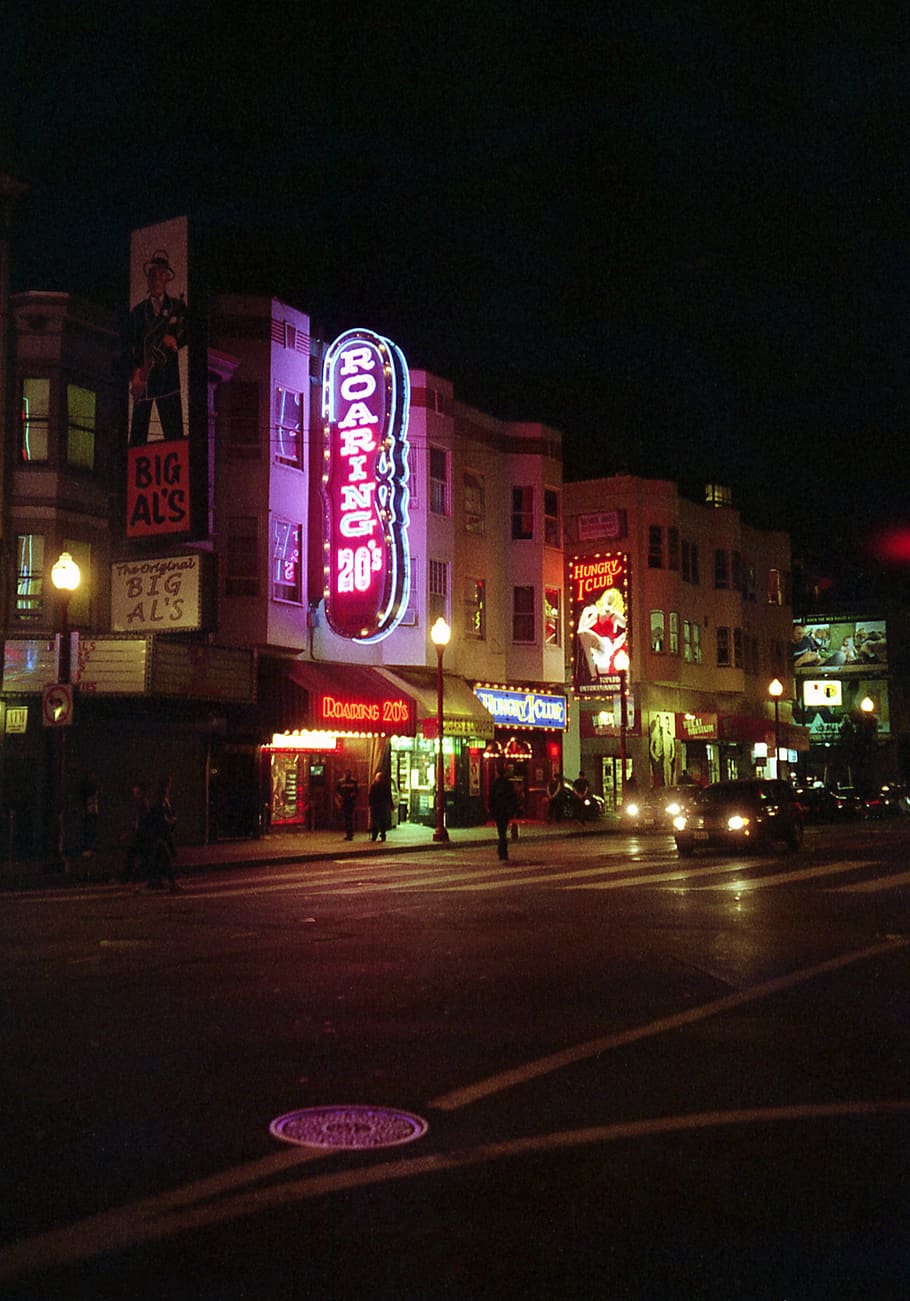 Online crop | HD wallpaper: Lighted Signage On Building At Night