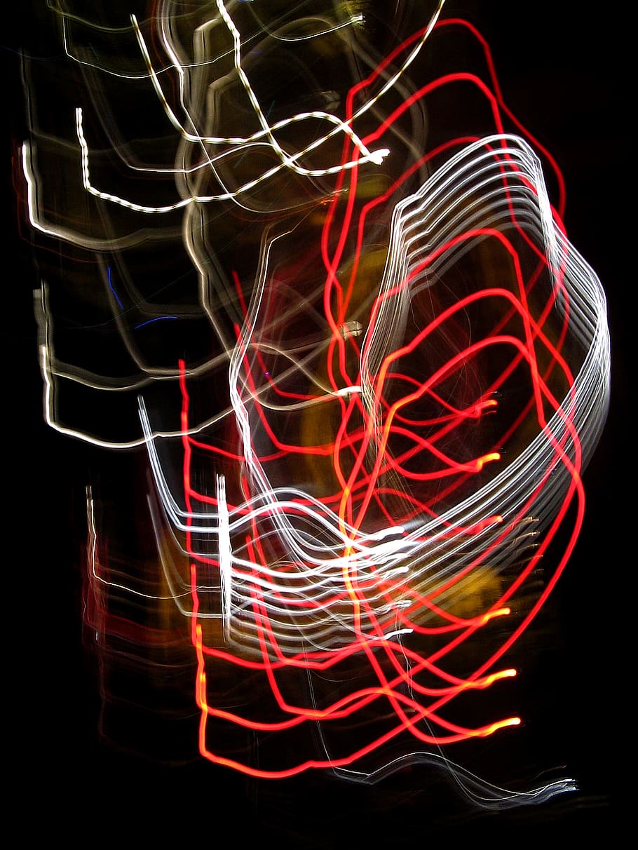 red and white lights, ornament, pattern, lighting, fractal, neon HD wallpaper