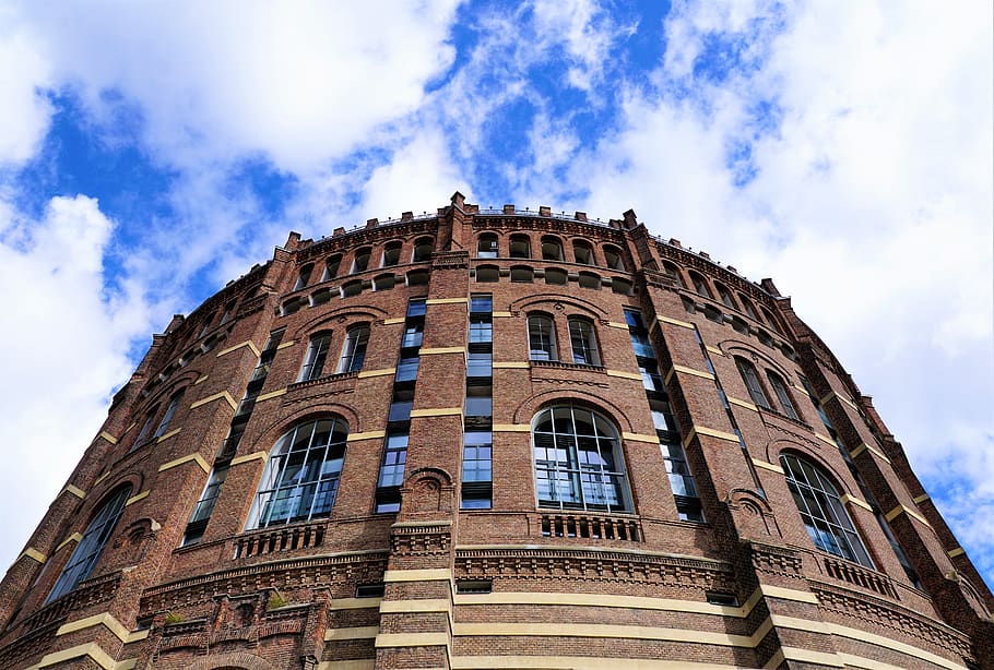 gasometer, vienna, architecture, round, austria, historically HD wallpaper