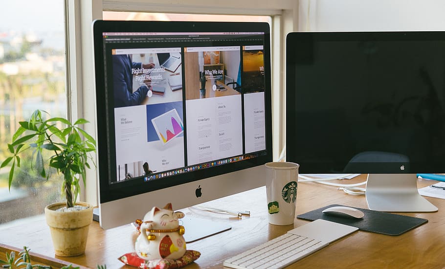 Silver Imac Turned on, apple, desk, electronics, keyboard, magic mouse HD wallpaper