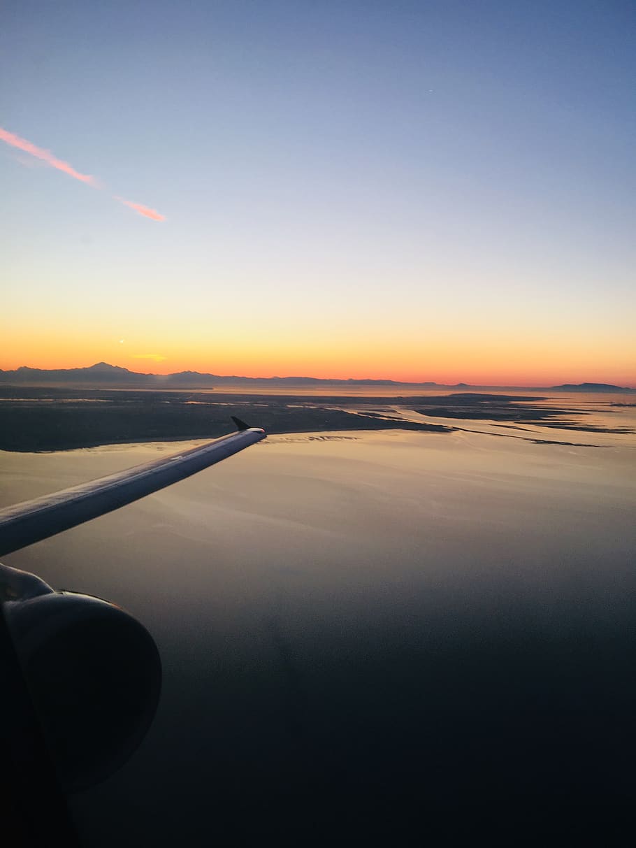 nature, outdoors, sky, dawn, red sky, dusk, vehicle, aircraft HD wallpaper