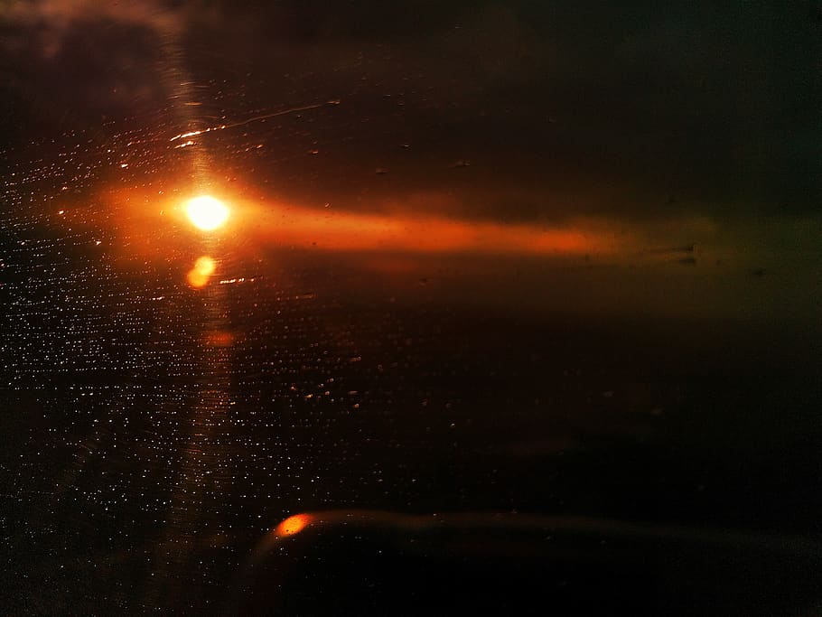 sun, plane, sky, clouds, sunset, night, no people, nature, illuminated HD wallpaper