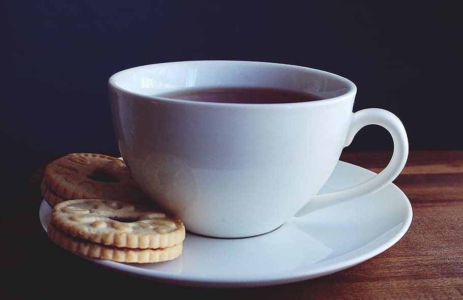 Close-up Photography of Cup of Coffee Near Biscuits, blur, caffeine HD wallpaper