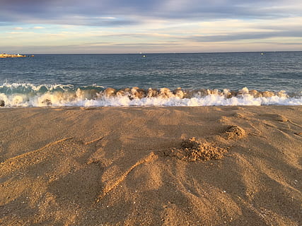 spanien, barcelona, sea, beach, water, sky, horizon, land, horizon over water HD wallpaper
