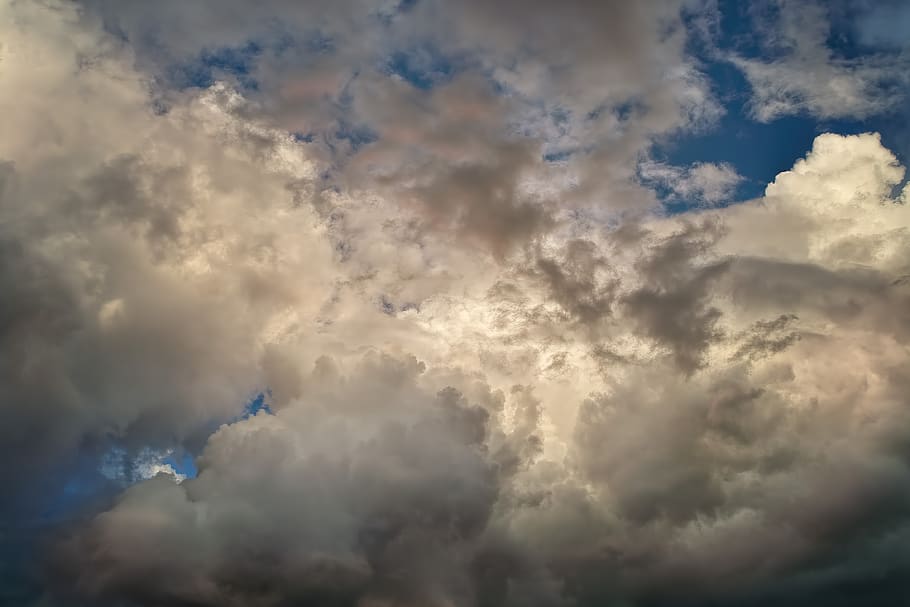 clouds, sky, blue, landscape, mood, weather, summer, dramatic HD wallpaper