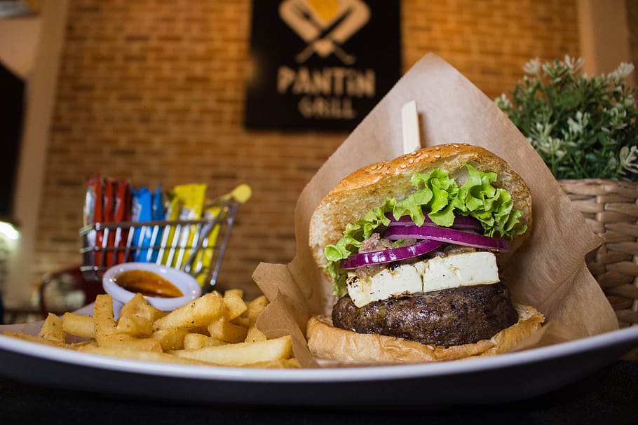 burger, barbecue, meat, bread, cheese, restaurant, food, food and drink HD wallpaper