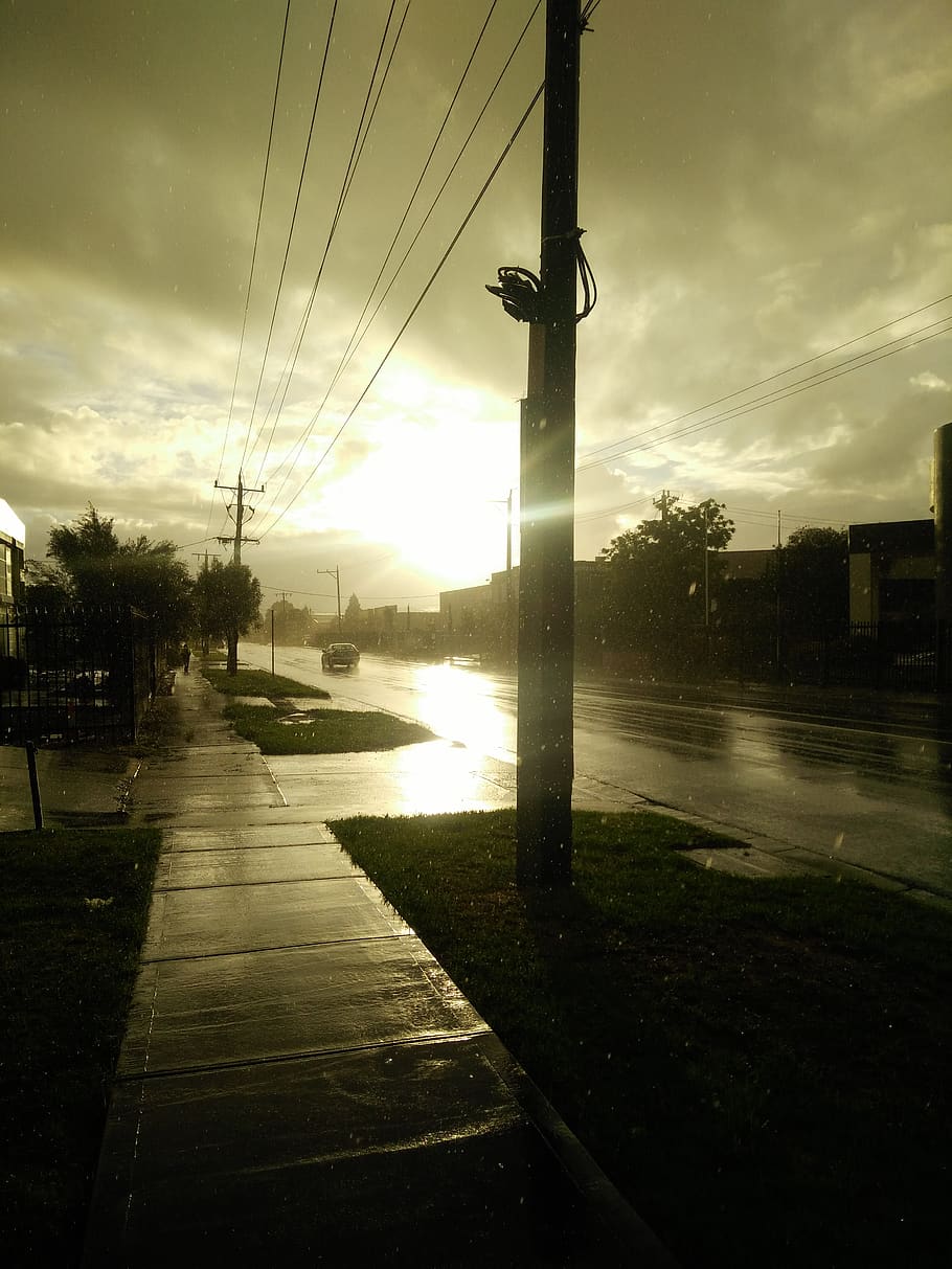 australia, campbellfield, sky, cloud - sky, cable, sunset, nature HD wallpaper