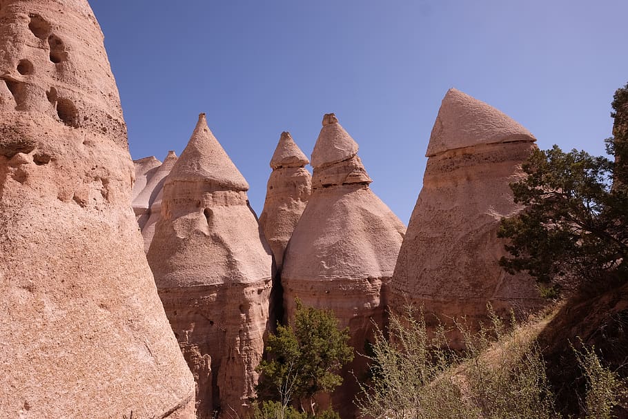 white rock formations, new mexico, tent rocks, architecture, building HD wallpaper