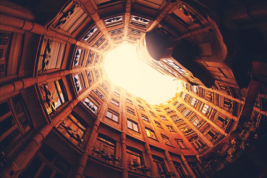 Worm's-eye View Photography of Building, architecture, courtyard HD wallpaper