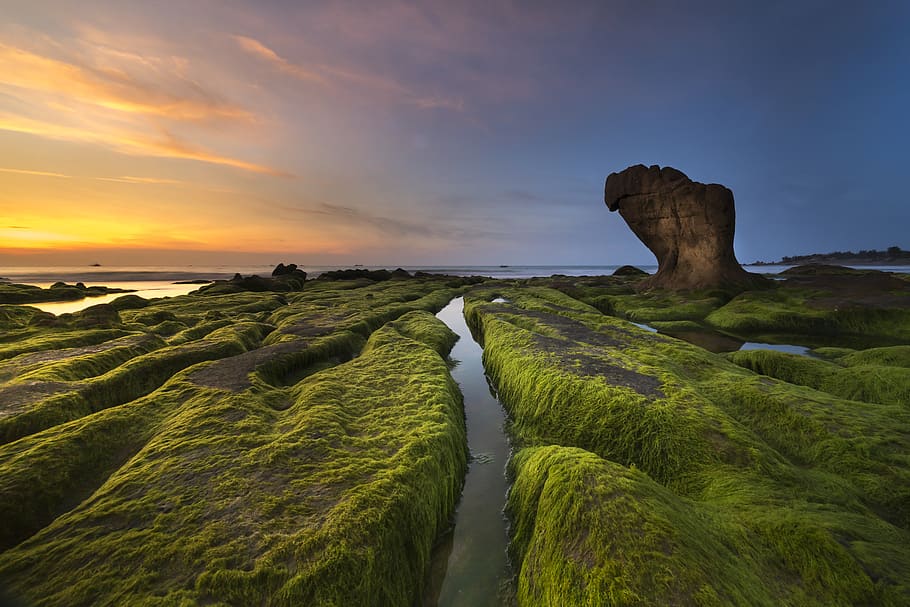 Landscape Photo of Island With Body of Water, beach, clouds, cloudscape HD wallpaper