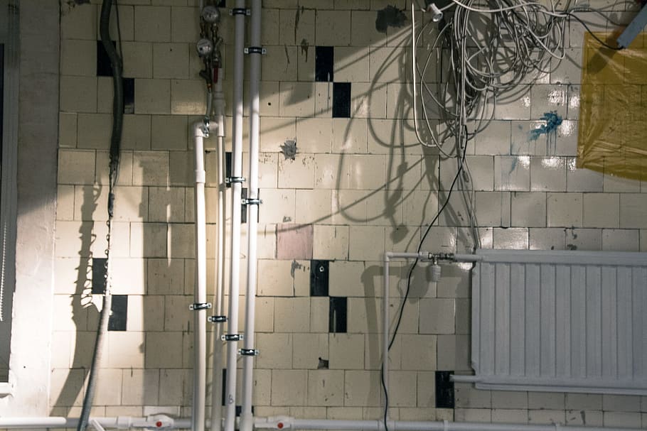 wall, light, pipes, indoors, industry, no people, factory, architecture HD wallpaper