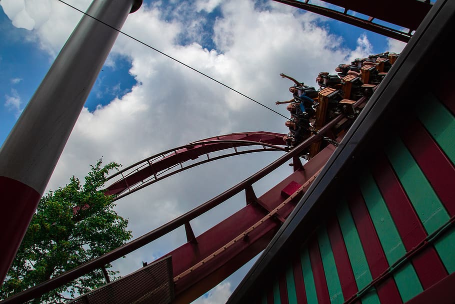 denmark, copenhagen, fun, summer, skyline, roller coaster, rollercoaster HD wallpaper