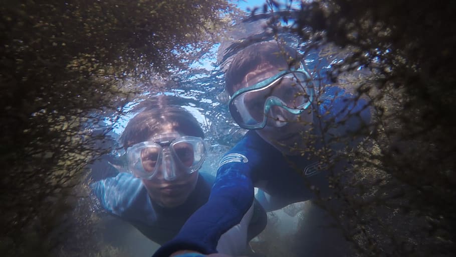 Photo of Two People Snorkeling., adventure, divers, diving, fun HD wallpaper