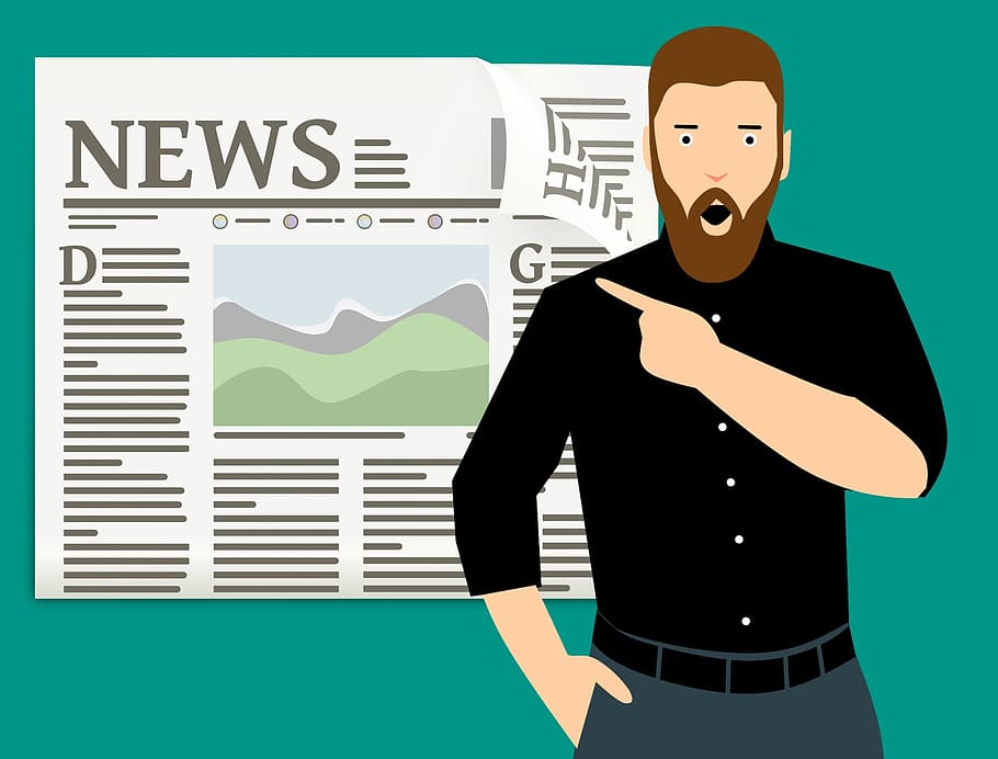 Front page news illustration with amazed man., newspaper, article, HD wallpaper