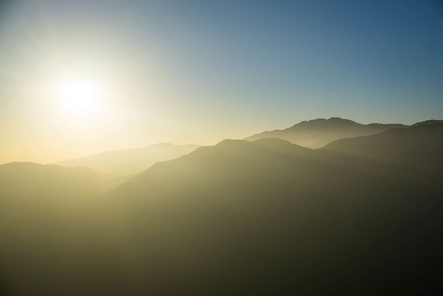 mountains, clouds, smog, sunset, la, forest, scenics - nature HD wallpaper
