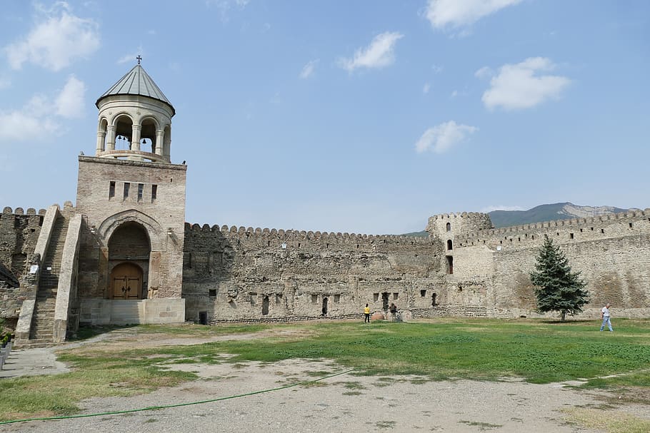 georgia, mtskheta, church, cathedral, tower, wall, historically HD wallpaper