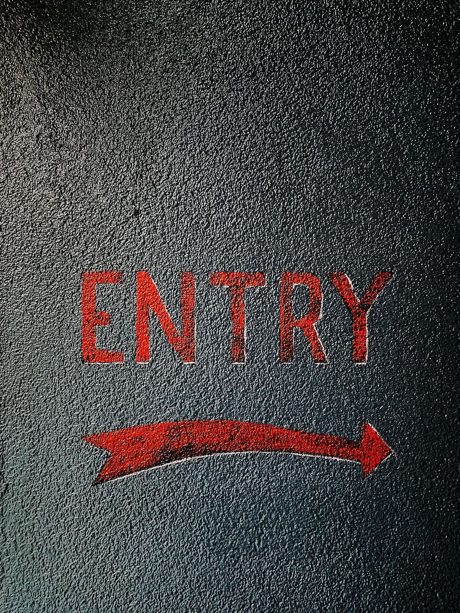 red Entry signage, communication, text, western script, no people HD wallpaper
