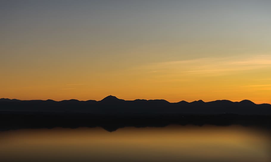 nature, outdoors, mountain, mountain range, sky, sunset, dusk HD wallpaper