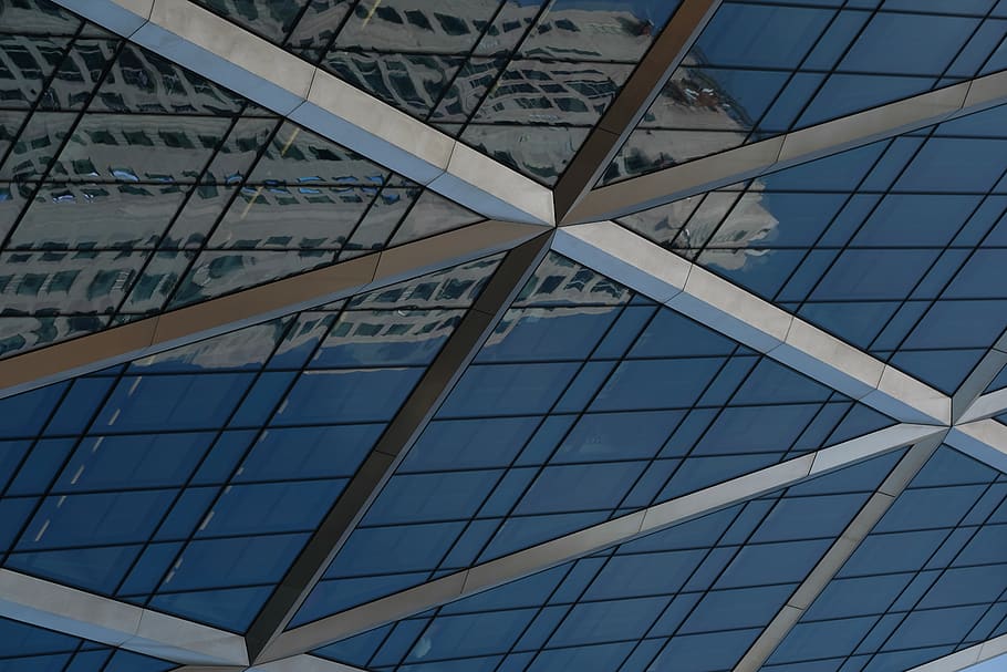 office building, architecture, window, triangle, skylight, town HD wallpaper