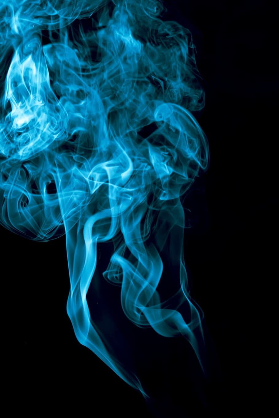 blue, background, smoke, isolated, black, smooth, shape, abstract, HD wallpaper