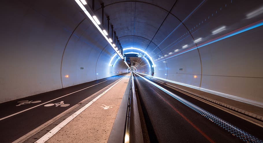 empty, street, tunnel, transportation, rail transportation HD wallpaper