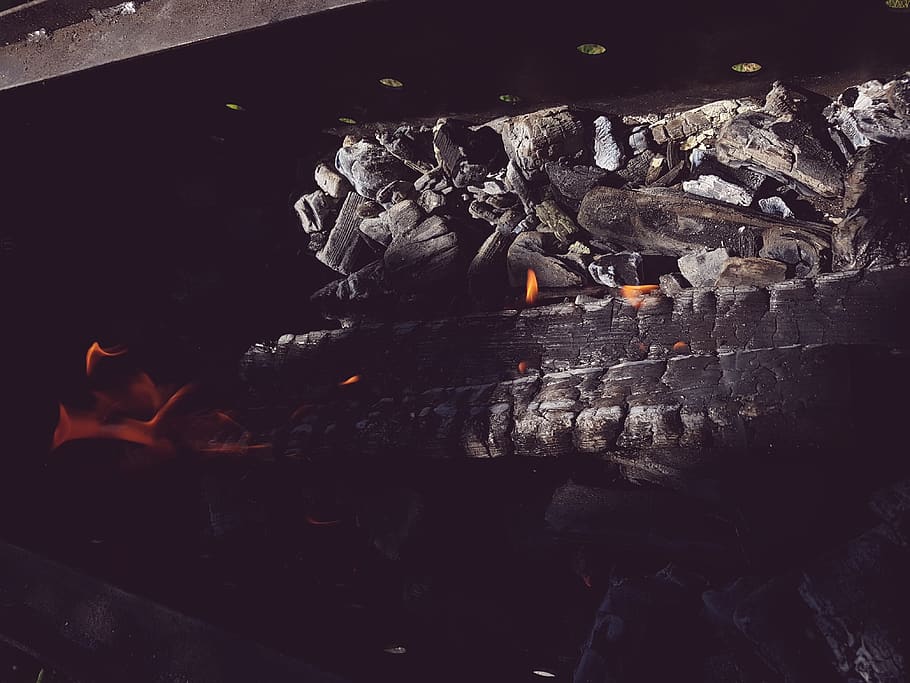 firing charcoals, burning, fire, flame, fire - natural phenomenon HD wallpaper