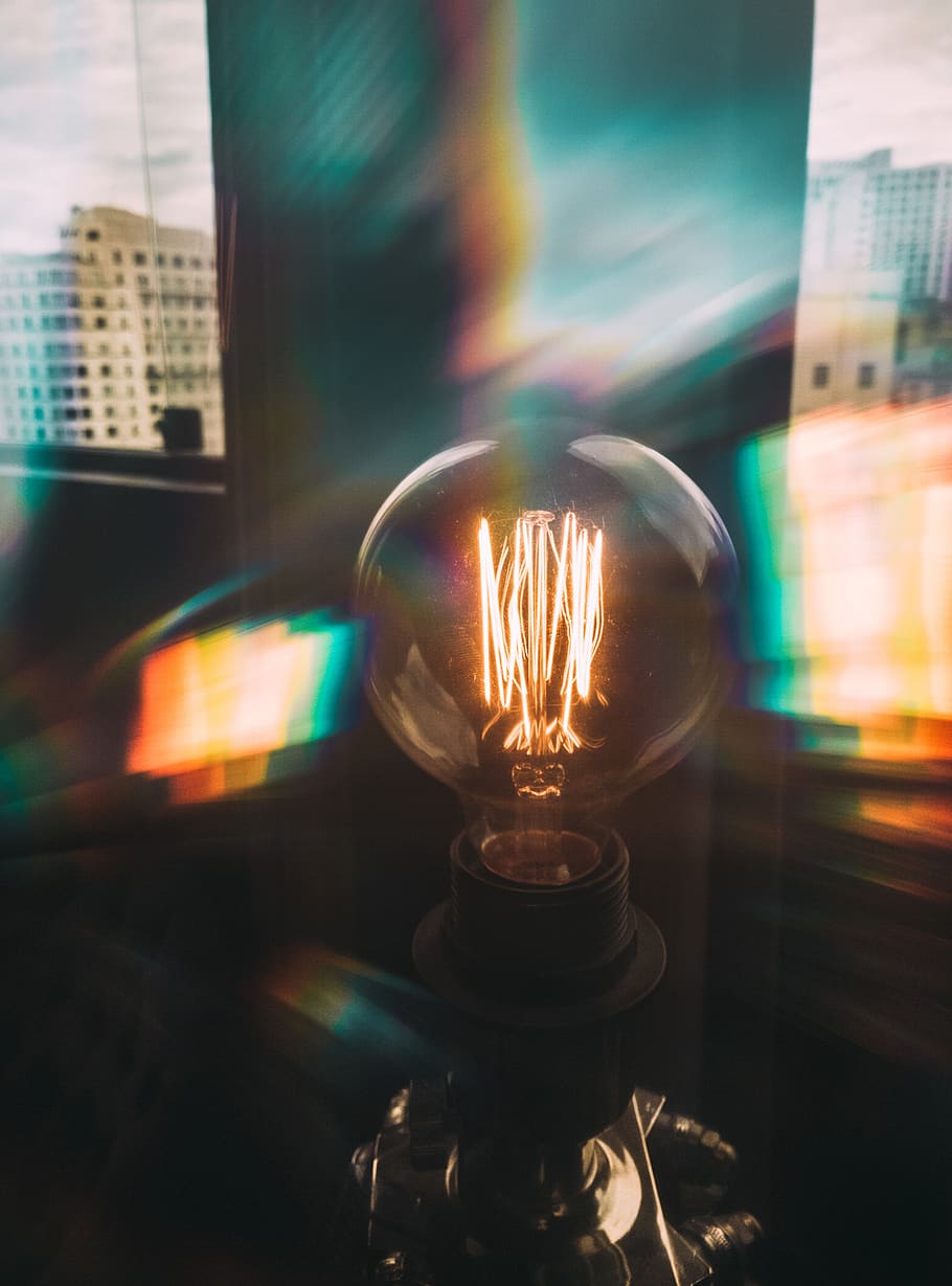 Turned On Light Bulb, electricity, illuminated, glass - material HD wallpaper