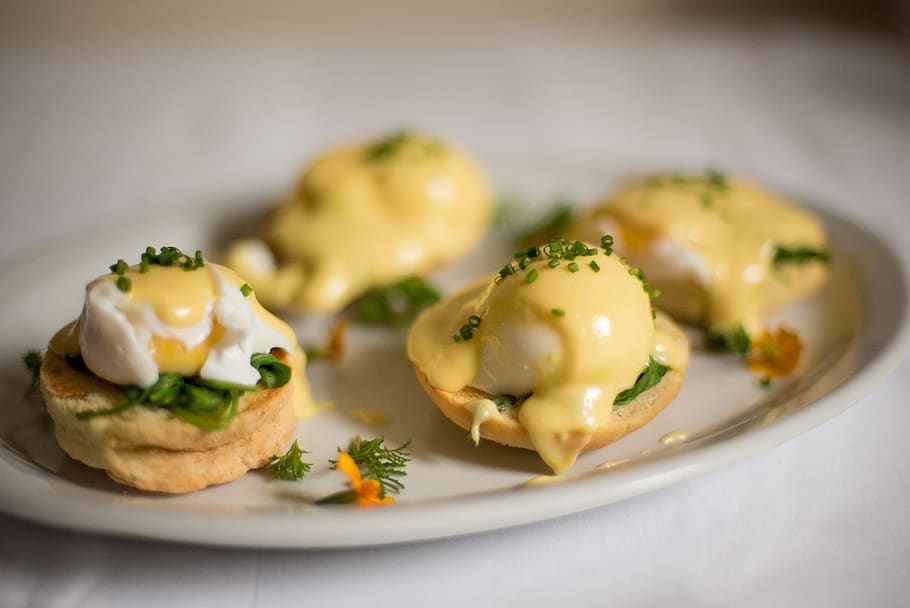eggs benedict, breakfast, dish, food, food and drink, plate HD wallpaper