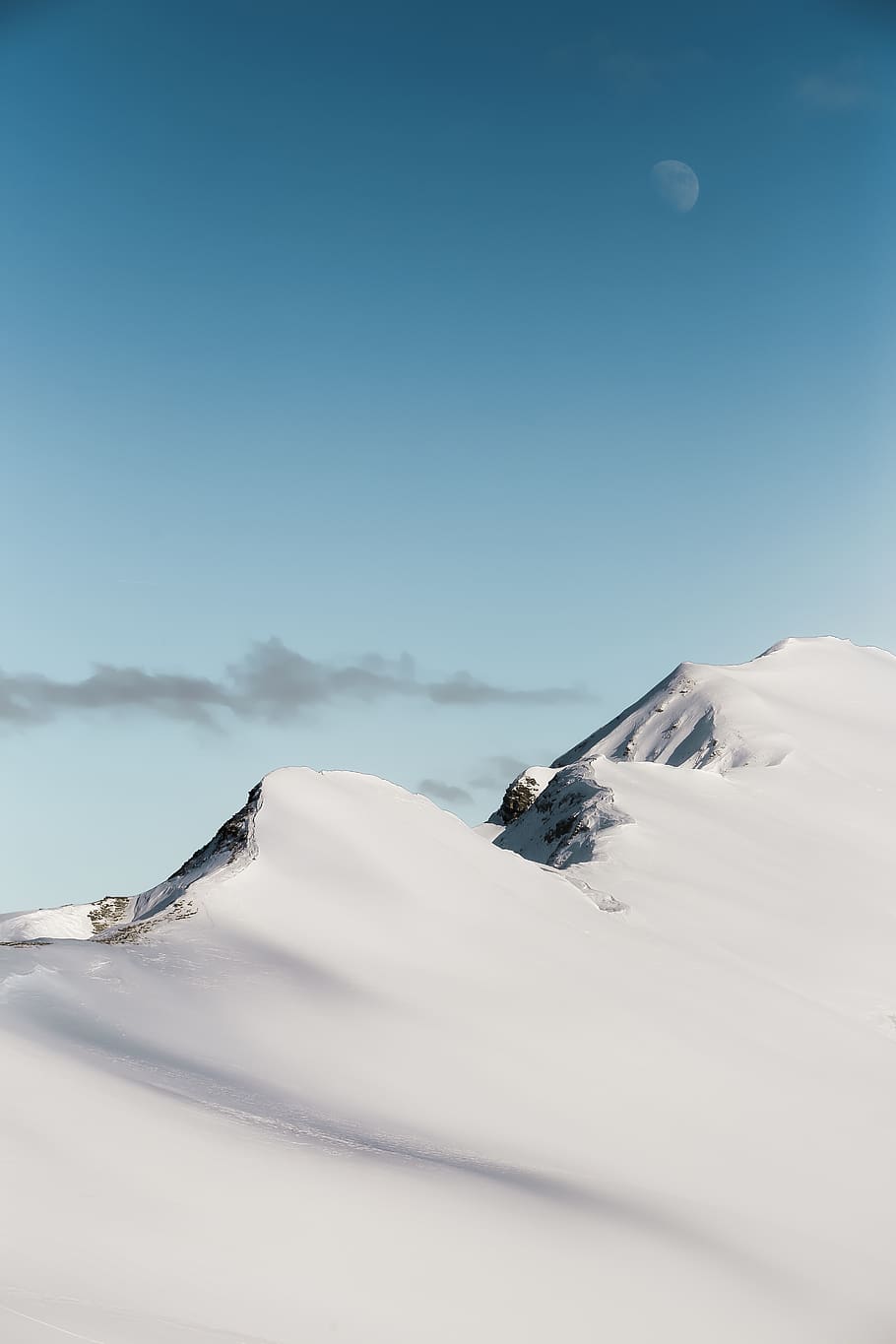Photo of Mountain Range Covered With Snow Under Moon, cold, high HD wallpaper