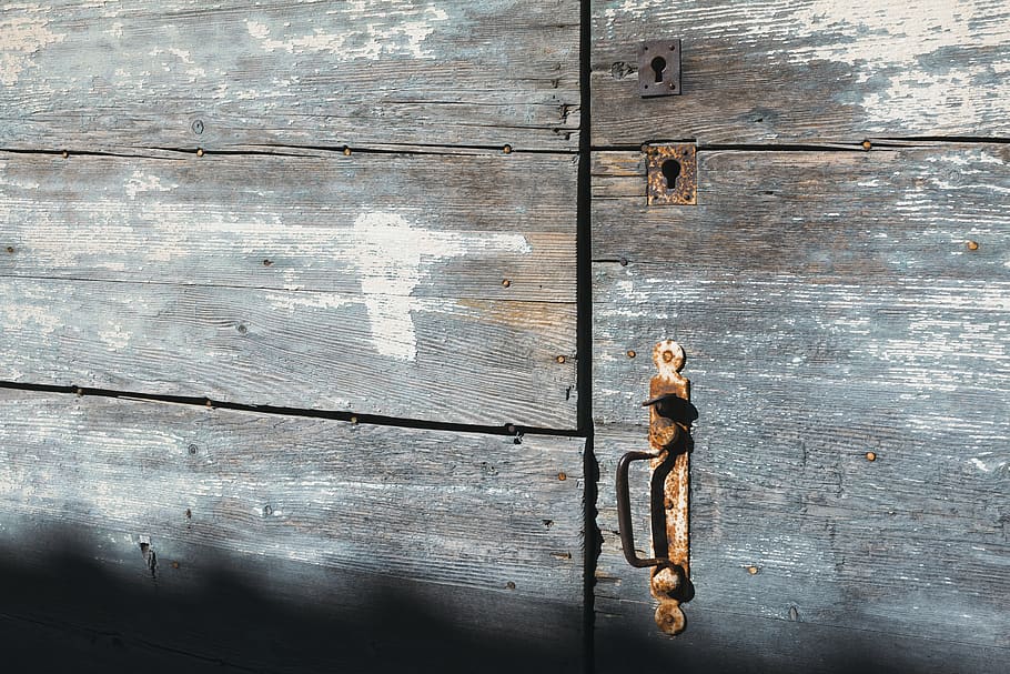 door, lock, shadow, wood, wood - material, metal, no people HD wallpaper