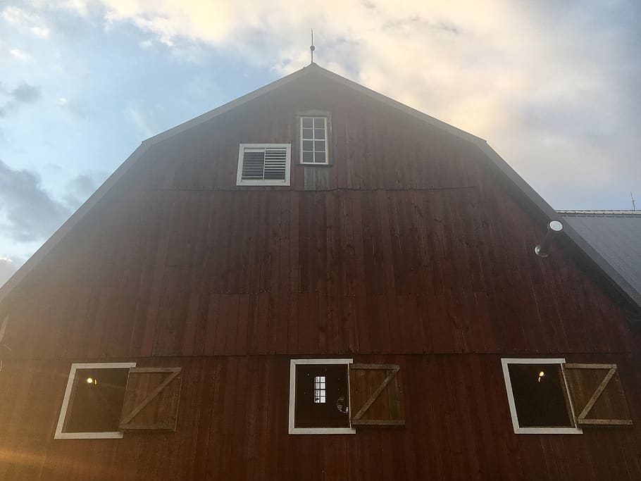 barn, red, blue, sky, window, rustic, wood, natural, wedding HD wallpaper