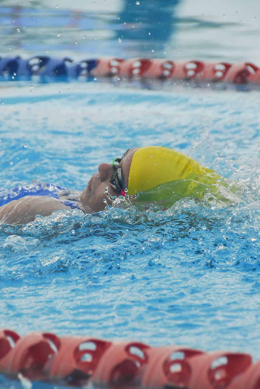 Man Doing Back Stroke Swimming, athlete, fun, goggles, leisure HD wallpaper