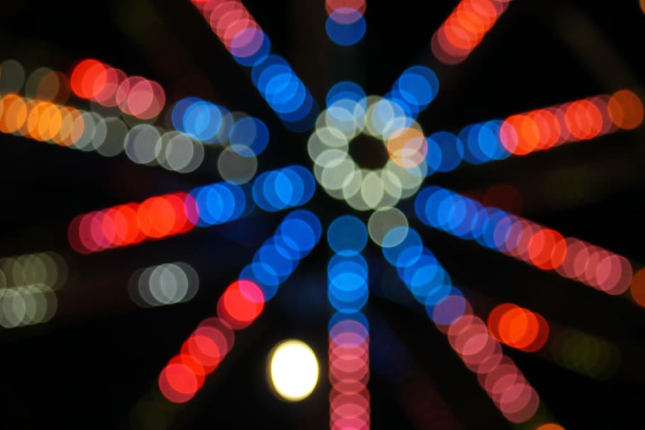 bokeh, ferris wheel, lights, blur, blurry, colors, illuminated HD wallpaper
