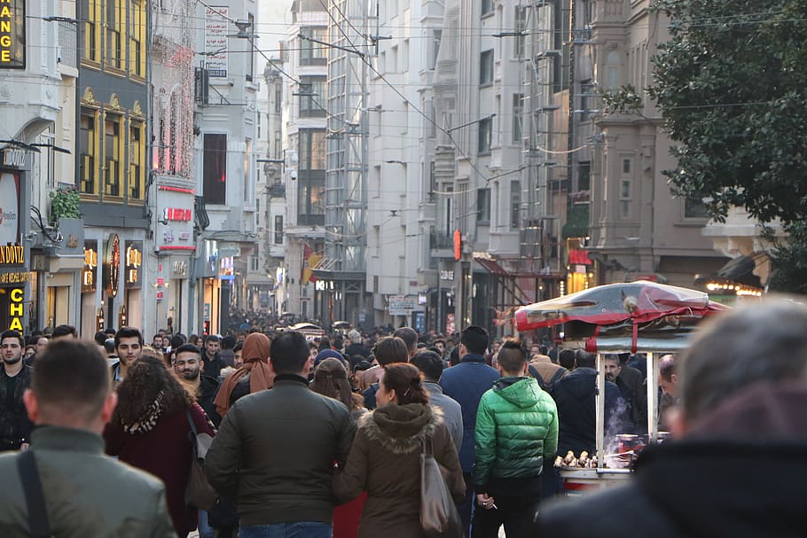 people, the crowd, taksim, istiklal street, istanbul, concert, HD wallpaper