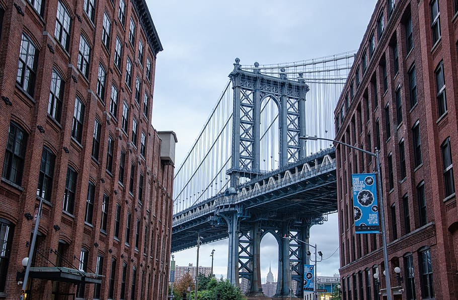 dumbo, united states, brooklyn, bridge, building, new york city, HD wallpaper