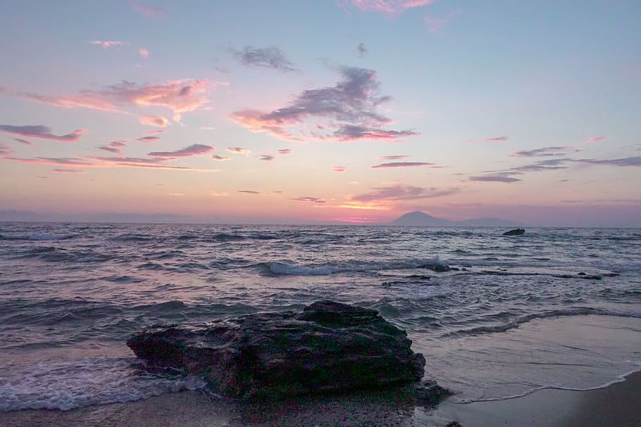 sea, sun, sunset, ocean, water, sky, twilight, dusk, vacations HD wallpaper