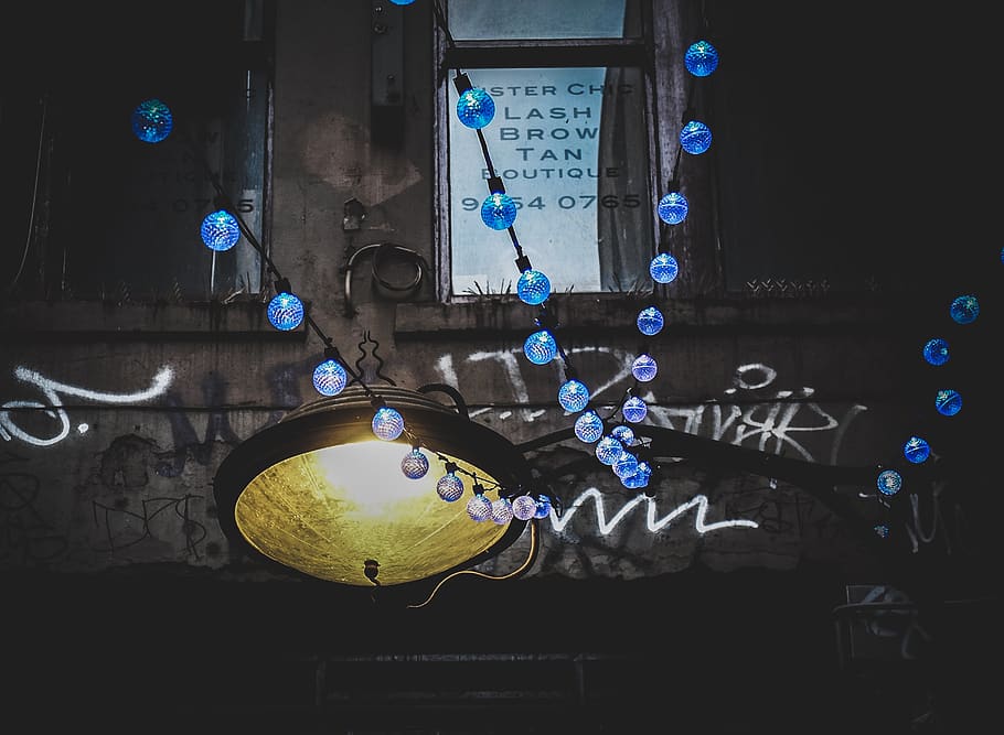 australia, melbourne, moody, laneway, dark, light, yellow, signs HD wallpaper