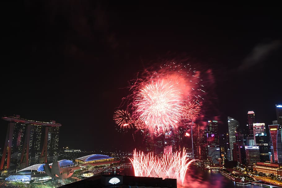 illuminated, night, architecture, firework, building exterior HD wallpaper