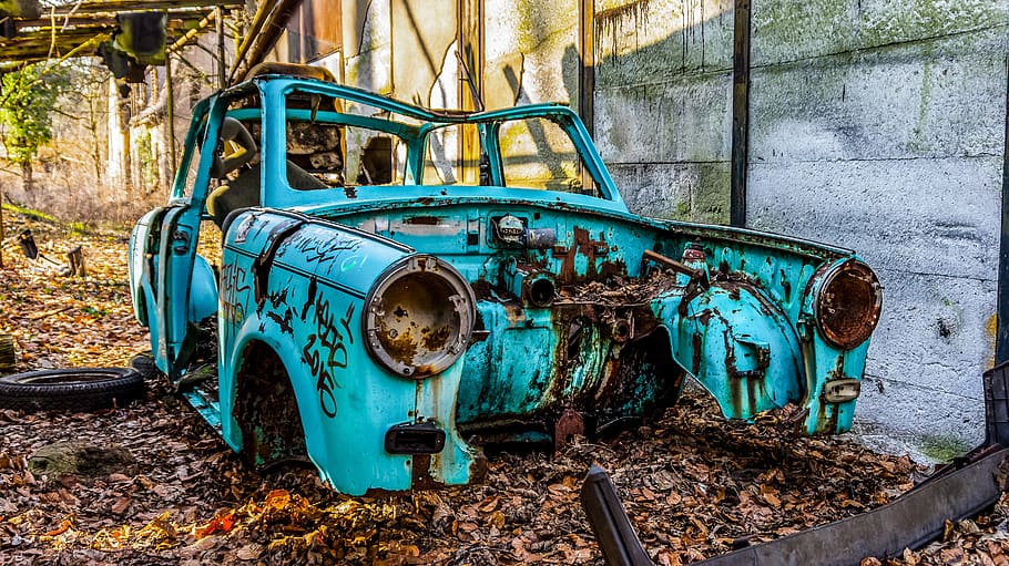 rusty, old, steel, auto, abandoned, scrap, turned off, car wreck HD wallpaper
