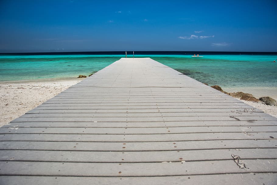 wood, dock, beach, sand, water, ocean, sea, tropical, paradise HD wallpaper